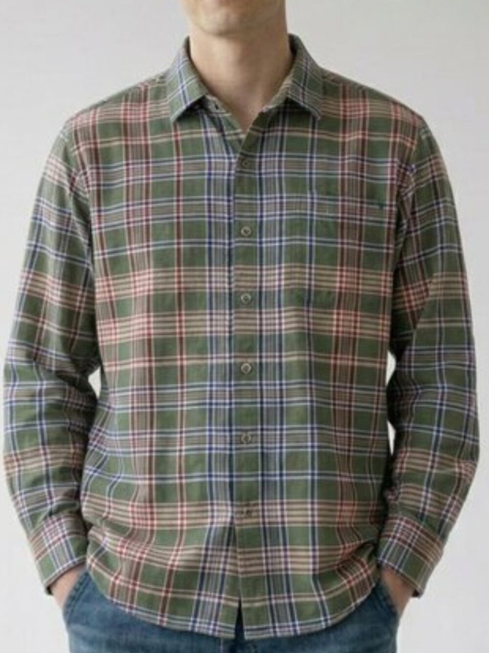 Tommy Bahama Green Plaid Button Down Dress Casual Marlin Logo Shirt Men's XL